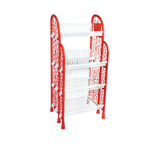 Queen Kitchen Rack 4 Step Red & White TEL