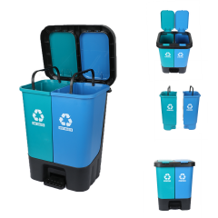 TWIN PADDLE BIN 20L - TULIP GREEN & ROYAL BLUE