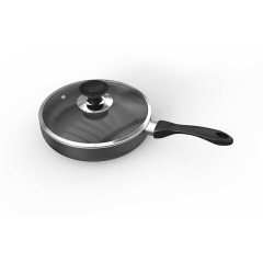 TPR NS REGULARFRY PAN WITH LID (BLACK) - 22 CM