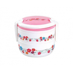 ROUND DOUBLE TIFFIN BOX - LIGHT PINK