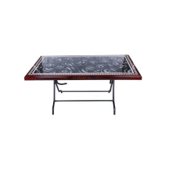 DECO TABLE 6 SEAT S/L PRINT CREST-BLACK