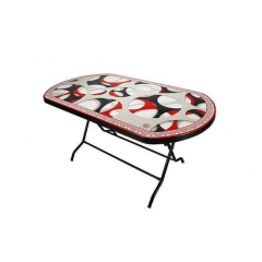 DINING TABLE 6 SEAT SEMI OVAL S/L PRINT TUNE-BLACK