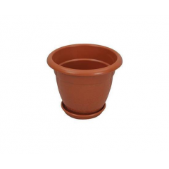 MODERN FLOWER TUB 6" (1L) WITH TRAY BROWN-TEL