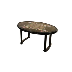 6 SEATED DELUXE TABLE-PRINT BLACK  FLOWER (PL/L)