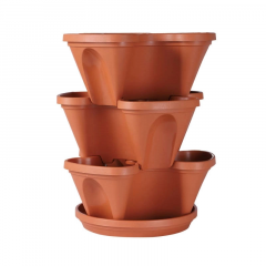 VERTICAL GARDENING FLOWER TUB 3 PCS SET BROWN-TEL