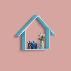 CRAFT ITEMS-HDC-310 (WALL HANGING SHELF-BLUE)
