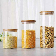 CRYSTAL JAR WITH BAMBOO LID (0.5,1,1.5L) 6 PCS SET