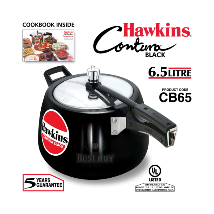 HAWKINS PRESSURE COOKER6.5L BLK-CB65-IMP