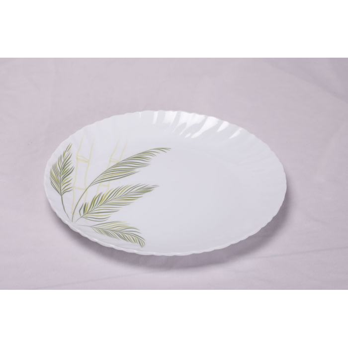 13.5" Crazy Oval Dish-Green Leaf