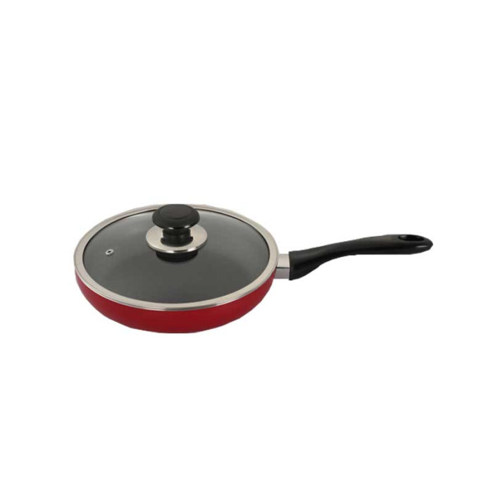 TPR NS GLAMOUR FRY PAN WITH LID (RED) - 24 CM