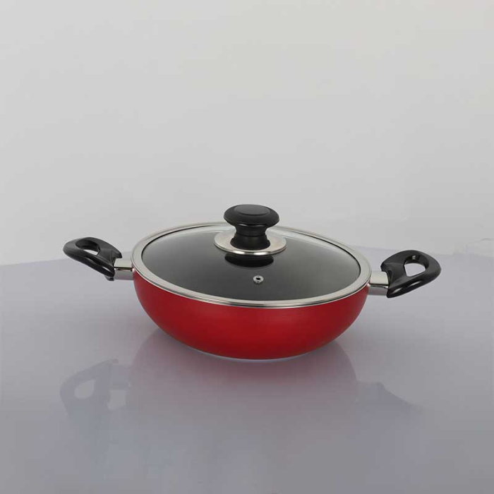 TPR NS GLAMOUR KARAI WITH LID (RED) - 26 CM