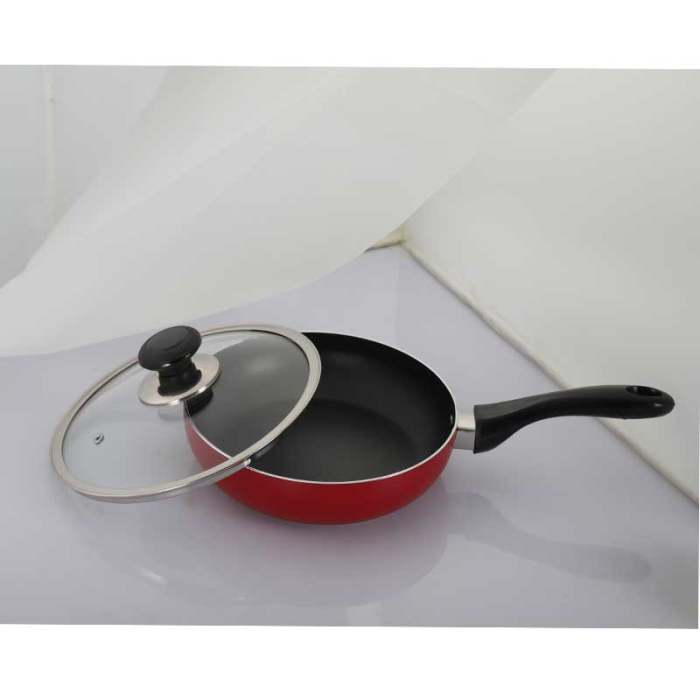 TPR NS REGULAR FRY PAN WITH LID (RED) - 24 CM