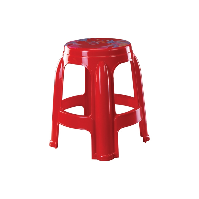 ROUND STOOL HIGH (PRINTED) - RED