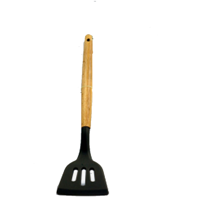 SILICONE SLOTTED TURNER-WOODEN-32X8CM75G